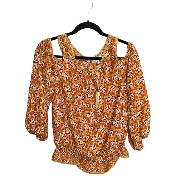New ~ MAX STUDIO ~ Women's Crepe Cold Shoulder Blouse Size S FALL - Picture 7 of 11